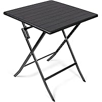 Vanage Beistelltisch in schwarz - eckiger Gartentisch in Holzoptik - Kunststofftisch für Garten, Terrasse und Balkon…