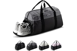 Fitgriff® Sporttasche & Reisetasche V2 für Damen und Herren - mit Schuhfach & Nassfach - Tasche für Sport, Fitness, Reisen - Trainingstasche, Gym Bag, (Black/Grey, Medium)
