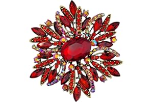 GFM® Vintage Inspired Large Size Brooch with Sparkly Crystal and Rhinestones - Christmas, Birthday, Mother's Day, Valentine's Day, Wedding Anniversary (BRCH-VI-LG)