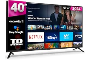 TD Systems Smart TV 40 Pouces Full HD, Hey Google Chromecast Official Assistant, contrôle Vocal, Android 11. Téléviseur Triple Tuner DVB-T2/C/S2 - PRIME40C15GLE