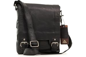 Ashwood - Messenger Bag - Laptop/iPad A4 Size - Cross Body/Shoulder/Work Bag - Genuine Leather - 8342 - Black