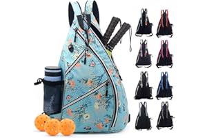 ZOEA Pickleball Bag, Sport Pickleball Sling Bag for Women Man, Adjustable Pickleball Backpack with Fence Hook Water Bottle Holder, Fits 4 Paddles and All Your Other Gear
