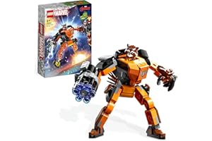 LEGO 76243 Marvel Rocket Mech, Spielzeug-Action-Figur des Waschbär Avengers aus Guardians of The Galaxy mit Sammelfiguren für Kinder ab 6 Jahren