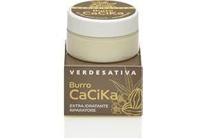 VERDESATIVA Burro Cacika Protettivo e Riparatore - 25 ml - Con Karité, Canapa Biologica e Oli Essenziali Naturali - Multiuso per Mani, Labbra, Piedi, Viso e Bambini - 100% Vegetale - Made in Italy