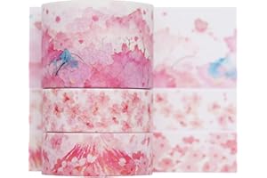 KAVI' S Imprimé Mignon Washi Tape Set Masking Tape 3 rouleaux Ruban adhesif decoratif pour Scrapbooking Artisanat de Bricolage (Cherry Blossoms)