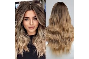 Ombre Brown to Blonde Lace front Wig for Women BLONDE UNICORN Long Wavy wig Middle Part Synthetic Hair Wig Natural Wigs……