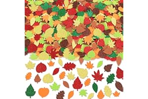 JULBEAR Fall Leaf Foam Sticker, 300Pcs Autumn Thanksgiving Glitter Maple Leaves Self Adhesive Foam Stickers for Kids Thanksgiving Party Favors DIY Crafts Thanksgiving Decorations