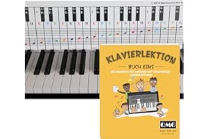 QMG Klavier- und Klaviernoten-Tabellemit Farbnotiz Piano Lessons Book, Ideale visuelle Hilfe für Anfänger, die lernen, Klavier oder Keyboard zu spielen
