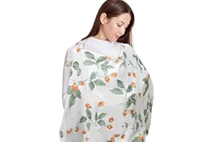 GROBRO7 Baby-Stilldecke für Breastfeeding, Verstellbarer Stillponcho Weiche Baumwolle Atmungsaktiv Baby Autositzbezug Stillschürze für Mutter Baby Neugeborenes Outdoor Essentials(Fruit Leaf)