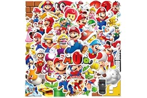 DEEN 50PCS Mario Stickers Sets,Cartoon Anime Super Mario Stickers,Waterproof Graffiti Kawaii Stickers Packs for Kids Teens Skateboard Laptop Phone Luggage Motorcycle Bicycle Fridge Water Bottle