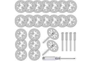 FOTYBEI 20 Piezas Mini Discos de Corte de Diamante para Dremel con Vástago de 3 mm para Cortar Piedra, Vidrio, Cerámica