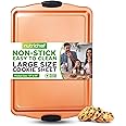 17” Non Stick Baking Pan Replacement Part, Large Copper Cookie Sheet with Black Silicone Handles, Commercial Grade Restaurant Quality Metal Bakeware, Compatibles with Model NCSBS3S45, NC5PCS