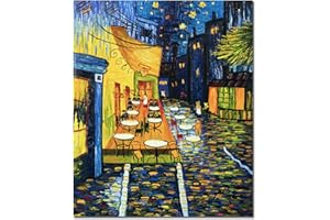 Fokenzary Café Terrace dipinto a mano di notte Riproduzione della tela di Vincent Van Gogh Cornice pronta per essere appesa 20x24 pollici