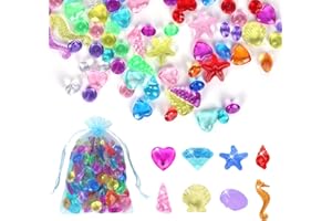 RAFIYU Edelsteine für Kinder,100 Pcs Tauchspielzeug für Kinder,bunt Tauchjuwel Pool Spielzeug,Diamant Set mit Meerestieren,Pool Spielzeug Tauchtiere für Kinder,Bade- Strandspielzeug für Mädchen Junge