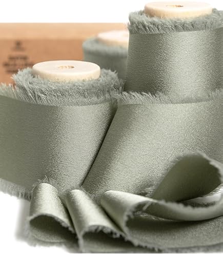 Vitalizart Zijdeachtige chiffon lint, handgemaakte franje, 15 kleuren, 3,8 cm x 68,6 m gerafelde randen, rode linten voor huwelijksuitnodigingen, bruidsboeketten, geschenken, inpakambachten