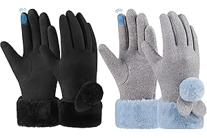 OKIDSO Gants d'hiver pour Enfants - 2 Paires Gants Ski élégant pour Filles Ecran Tactile Coupe-Vent Polaire Thermique Moufles Super Doux Epaissir Gant Anti-Neige pour Apprendre en Plein Air Ski Jouer