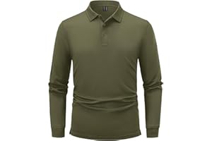TACVASEN Herren Poloshirt Langarm Golf Tshirts Tactical Shirt Leicht Atmungsaktiv Freizeitshirts mit Brillenhalter