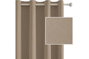 Ystyle Tende Oscuranti per Interni 2 Pezzi, 140x240 CM, Termiche Isolanti, Anti-Rumore, con Anelli, Tenda Moderna Per Camera da Letto e Soggiorno, Caffè Chiaro
