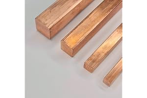 ZGG Barra de cobre Cu99,9 cuadrada, dimensiones de los bordes: 6-30 mm, longitud 50-2000 mm, material sólido, perfil 4 cantos, barra cuadrada, 4 cantos, construcción (longitud: 200 mm = 20 cm, 8 x 8 mm)