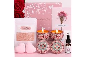 BaiCai Rose Birthday Pamper Gifts Box for Women, Unique Self Care package for Her Pamper Hampers Kit, Relaxation Spa Gifts Set Get Well Soon Gift Ideas for Women Best Friend, Mum, Sister, Wife, 8