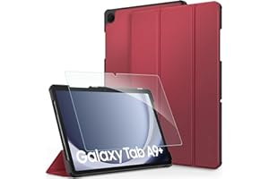 CACOE Etui do Samsung Galaxy A9+ Plus etui na tablet z ochroną ekranu 11 cali 2023 – pełne etui ochronne do Galaxy Tab A9+ Plus, ultracienkie etui ze stojakiem, czerwone wino