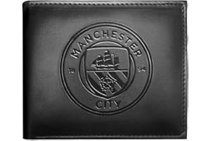 Manchester City FC Officiel - Portefeuille thème Football - Blason embossé - Noir