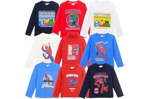 Characters Cartoons Supereroi - Bambino - Maglia Maglietta T-Shirt a Maniche Lunghe - Autunno Inverno - Cotone - Licenza Ufficiale