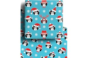 DELECO 4 x Cat Christmas Wrapping Paper Sheets - Premium Recyclable Xmas Gift Wrap 70cm x 50cm Made in the UK from 100% Recycled Paper