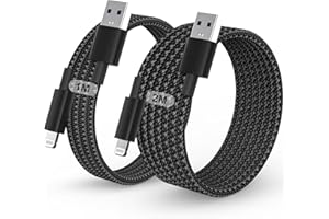 BSTOEM iPhone Charger Cable, 2Pack 1M+2M for Lightning to USB Cable MFi Certified, Fast Charging Braided Lead for Apple iPhone 14/13/12/11/Pro Max/XS/XR/8/7/6/Plus/5 SE, for iPad (Black)