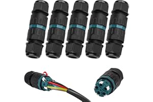 VIVIBEL Conector de cable impermeable IP68: Conector de cable resistente al agua de 5 pines para cable de 5-12 mm de diámetro de cable, 2 vías Caja de Derivación para jardín, exterior, suelo