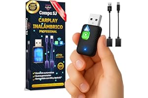 COMPASJ PREMIUM PRO Adaptador USB CarPlay Inalámbrico, Receptor Auto iPhone, Conexión Automática Convierte Conexión por Cable a Inalámbrica para Coche| Android Auto 2 en 1|Compatible con iOS 10+ y Android 11+