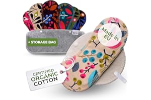 Natissy Salvaslip Reutilizable; 7-Pack (S) Salvaslip Algodón Orgánico HECHAS EN LA UE; Compresas Lavables Sanitarias sin PUL; Salvaslip Tela para el uso diario y flujo blanco, NO para menstruación