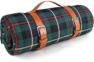 Ben & Bel Couverture de pique-nique résistante à l'eau, au sable et à la saleté avec poignée en polyuréthane - Vert foncé - Carré - 150 x 200 cm - XL