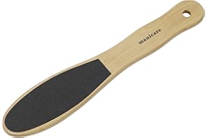 Manicare Smoothing Wooden Foot File, Double Sided To Exfoliate And Remove Dry Dead Skin, Eliminates Corns And Calluses, Pedicure Tool For Super Soft Feet, Natural Foot Scraper With Wood Handle