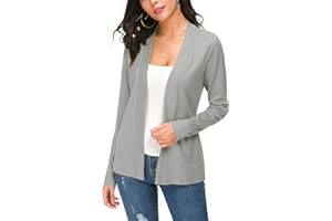 EXCHIC Devant Ouvert Manches Tricoté Léger à Manches Longues Cardigan pour Femme
