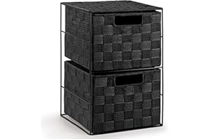 EHC 2 Drawer Storage Cabinet for Bedroom, Bathroom - Black