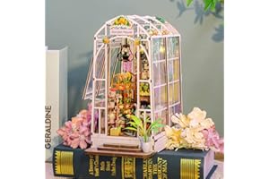 Book Nook Kit, Diealles Shine Puzzle 3D Book Nook Serre, DIY Miniature House Maison de Poupée et Lumière LED, Maquette Serre Livre pour Noël Anniversaire Cadeaux