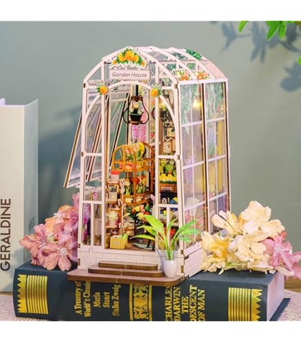 Maison Miniature DIY Book Nook – Bibliothèque Magique Avec LED, Peinture Fluo, 203 Pièces, 28,4x18,4x12,6 Cm