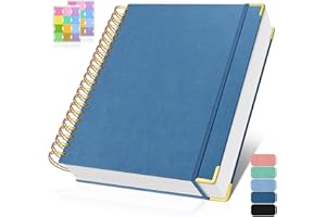 OMEYA Notizblock, Notizbuch A5 Liniert, Notizbücher mit 300 Nummerierten Seiten, 100GSM Dickes Notizheft, Hardcover Leder spiralbindung Journal für Frauen und Männer, Großes Notizbuch für Arbeit Büro Schule