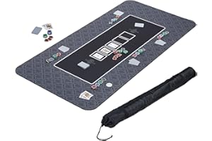Relaxdays Pokermatte 180 x 90 cm, Texas Holdem, Pokertischauflage groß, rutschhemmend, Polyester, Pokerzubehör, schwarz