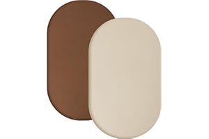 Yoofoss Juego de 2 Sábana Bajera Ajustable 42x82 cm 100% Algodón Muselina Sábanas Bajeras para Cuna Bebé Colchón Suave Protector (Beige Marrón)