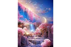 PUEDNO 5D Diamond Painting Kit, DIY Diamond Arts Painting Kits, Flower Waterfall Full Drill Diamond Art Painting Kits, 30 x 40 cm