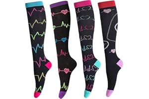 LEOSTEP 5 Paar Kompressionsstrümpfe für Damen und Herren Bunte Kompressionssocken mit 15-25 mmHg Stützstrümpfe für Sport Medizin Laufen Reisen Flug Schwangerschaft Krankenschwester