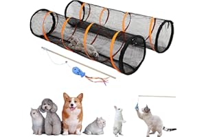 ITENT Katzenspieltunnel für den Innen- und Außenbereich, 2er-Packung, Katzenspielhaus, Katzengehege, einfach mit Zwei Reißverschlusstüren zu verbinden, Produktgröße: 170 x 45 cm, 2 Stück pro Set
