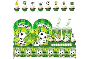 ASZAUI 105 Stück Fussball Geburtstag Deko Kinder Partygeschirr Set, Jungen Fußball Party Dekorationen Geburtstagsparty,Kindergeburtstag Party Supplie,für 20 Gäste