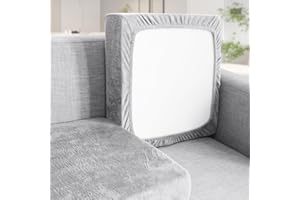 Teynewer Sofa Seat Cushion Cover, Sofa Cushion Slipcovers Stretch Velvet, Universal Non-Slip Couch Cushion Covers Replacement for Individual Cushion with Elastic Bottom (2 Seater, Light Grey)