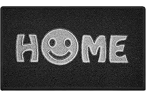 Nicoman Smiley Face wycieraczka do domu, bariera powitalna, mata podłogowa, patio, ogród, oranżeria, wycieraczka, do wewnątrz, na zewnątrz, mata do uśmiechu, 75 x 44 cm, czarna z szarą