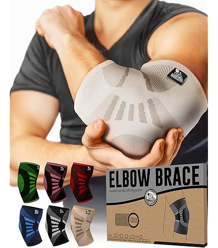 Tennis Elbow Support Nisrok Elbow Sleeves (Pair) - 5mm Neoprene Compression Support For Weightlifting, CrossFit, Tennis, Basketball Arm Support