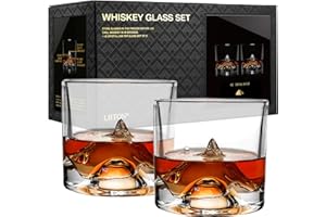 LIITON K2 Lot de 2 verres à bourbon en cristal de montagne népalais, cadeau de luxe lourd congelable pour homme, garçon d'honneur, 283,5 g