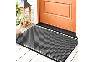 Fowooyeen FWY003B Wycieraczka zewnętrzna i wewnętrzna do drzwi, silikonowa, trwała, antypoślizgowa, powitalna, pod drzwi wejściowe, niskoprofilowa, wytrzymała, do wycierania butów, 76 x 40 cm, czarna